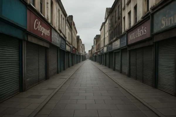 Ulica s praznim trgovinama kao simbol nestalih trendova i promjena na tržištu