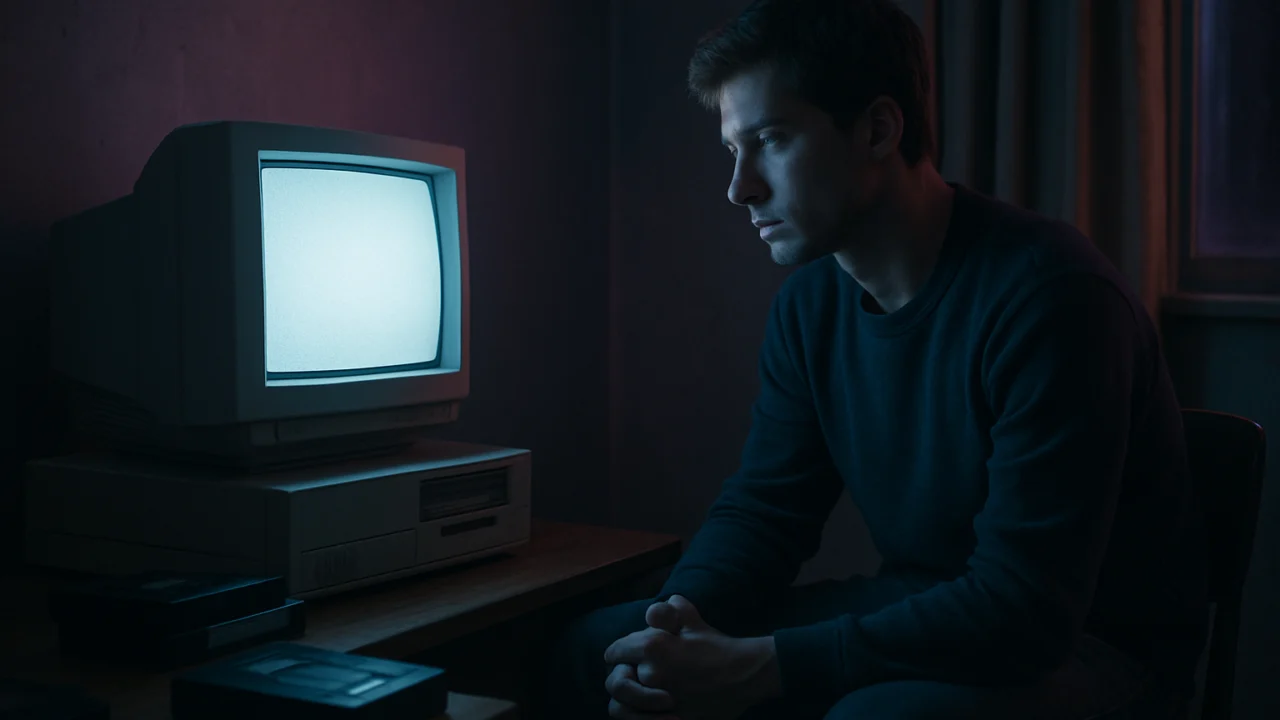 Osoba uz CRT monitor i VHS kasete kao simbol digitalne nostalgije