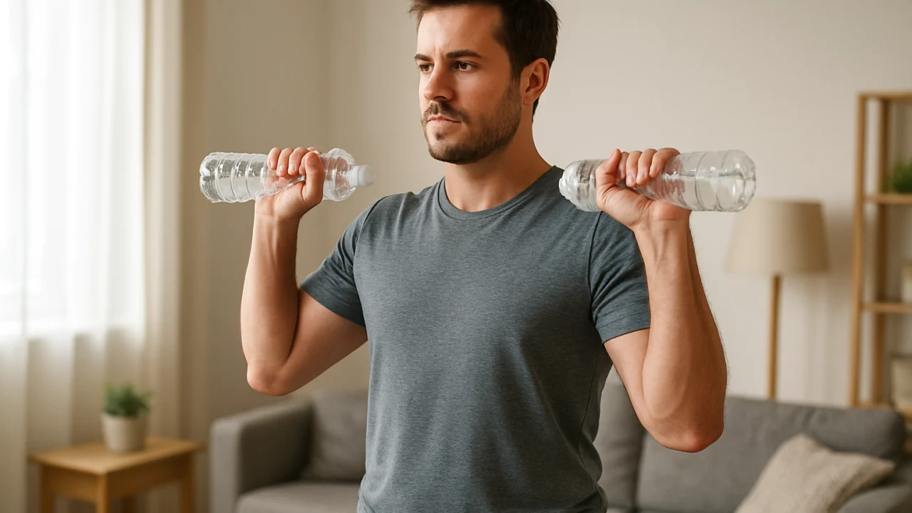Biceps pregib s bocama vode kao kućna vježba