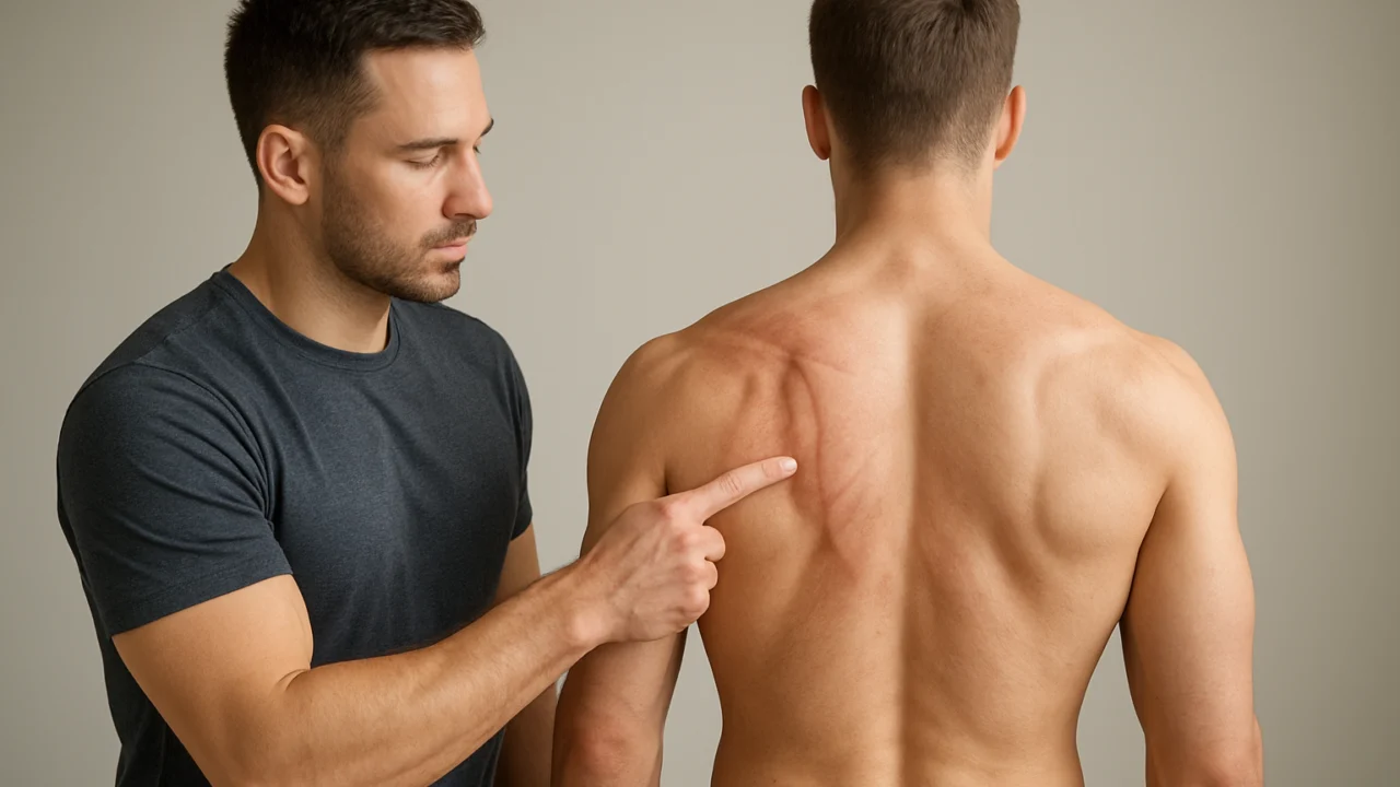 Mišići lopatica i gornjeg dijela leđa prikazani na leđima