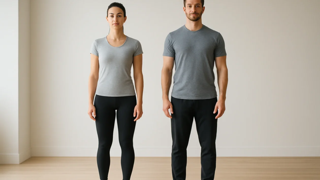 Pravilno držanje tijela muškarca i žene u stojećem položaju