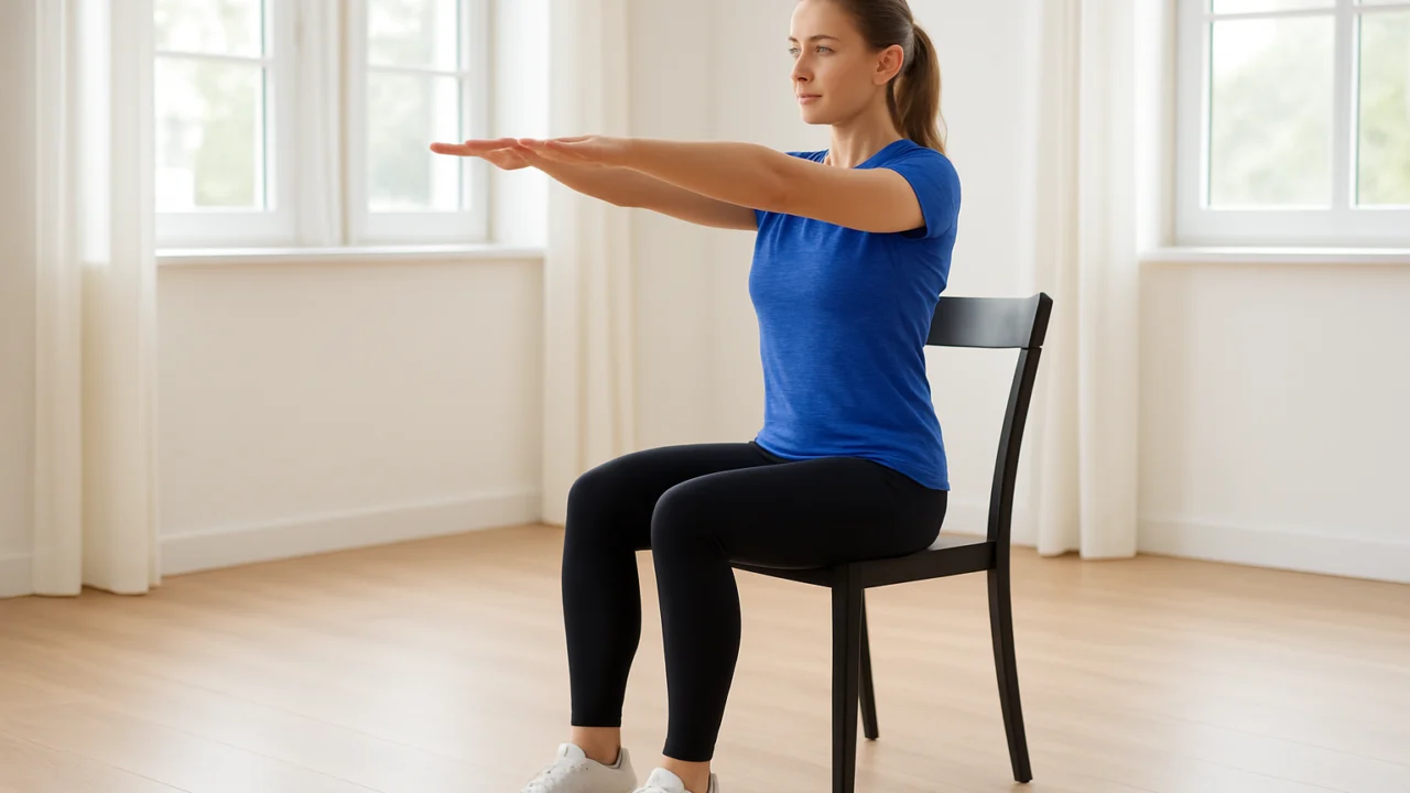 Primjer podizanja ruku ispred tijela u sjedećem položaju