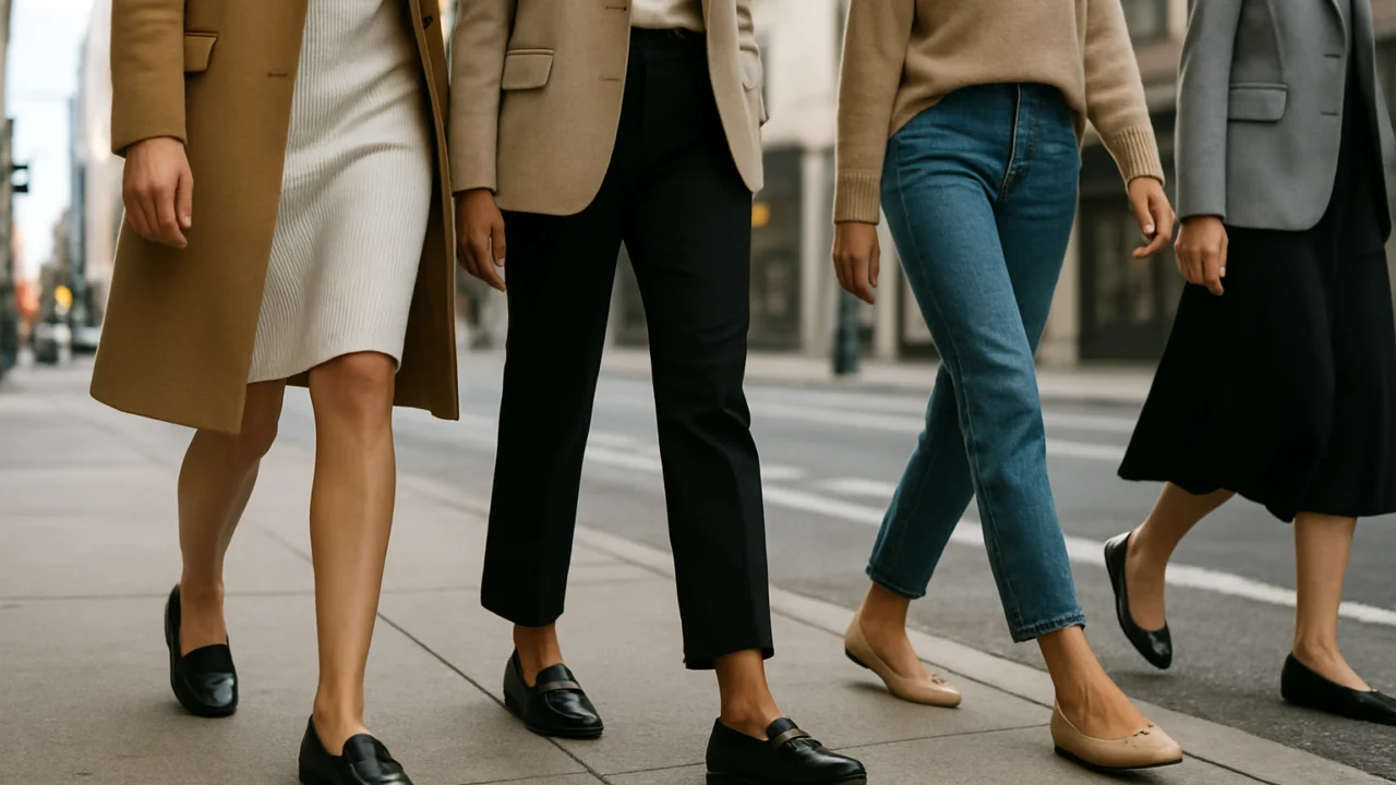 Moderni trendovi ženskih cipela poput mokasinki i balerinki u urbanoj svakodnevici