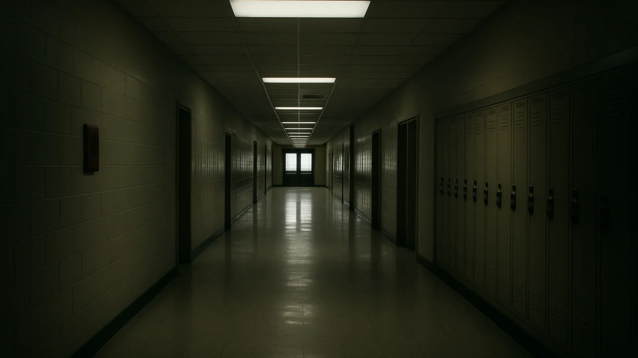 Prazni školski hodnik kao primjer Weirdcore osjećaja tihe nelagode