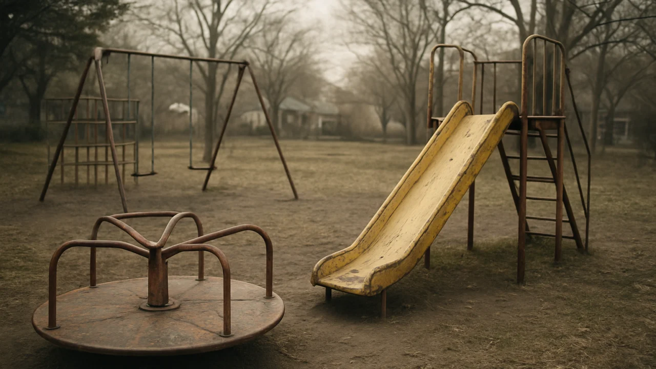 Napušteno dječje igralište koje prikazuje prepreke razumijevanja Weirdcore estetike