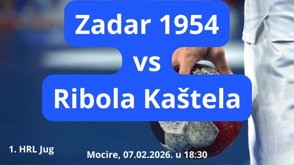 Plavi gradient s naslovom “Zadar 1954 dočekuje Ribolu Kaštela – najava utakmice”