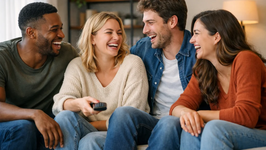 Ljudi koji se zajedno smiju tijekom gledanja komedije