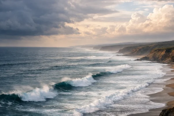 Široki pogled na more uz obalu koji simbolizira zašto je more slano i povezanost prirodnih procesa