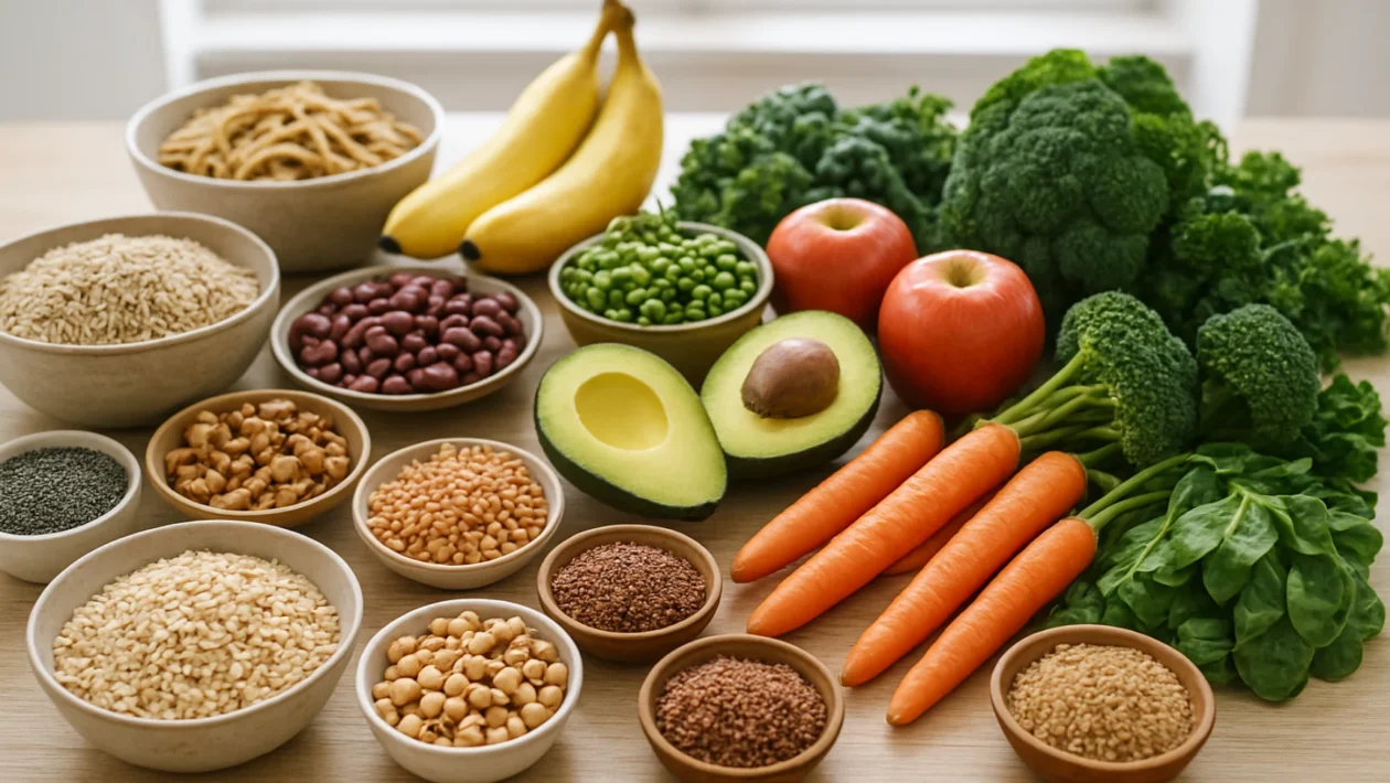 Raznovrsna hrana bogata vlaknima poput povrća, voća i cjelovitih žitarica