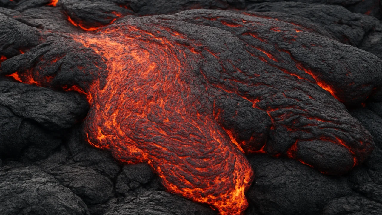 Gusta i viskozna lava koja objašnjava sporo tečenje zbog sastava i temperature
