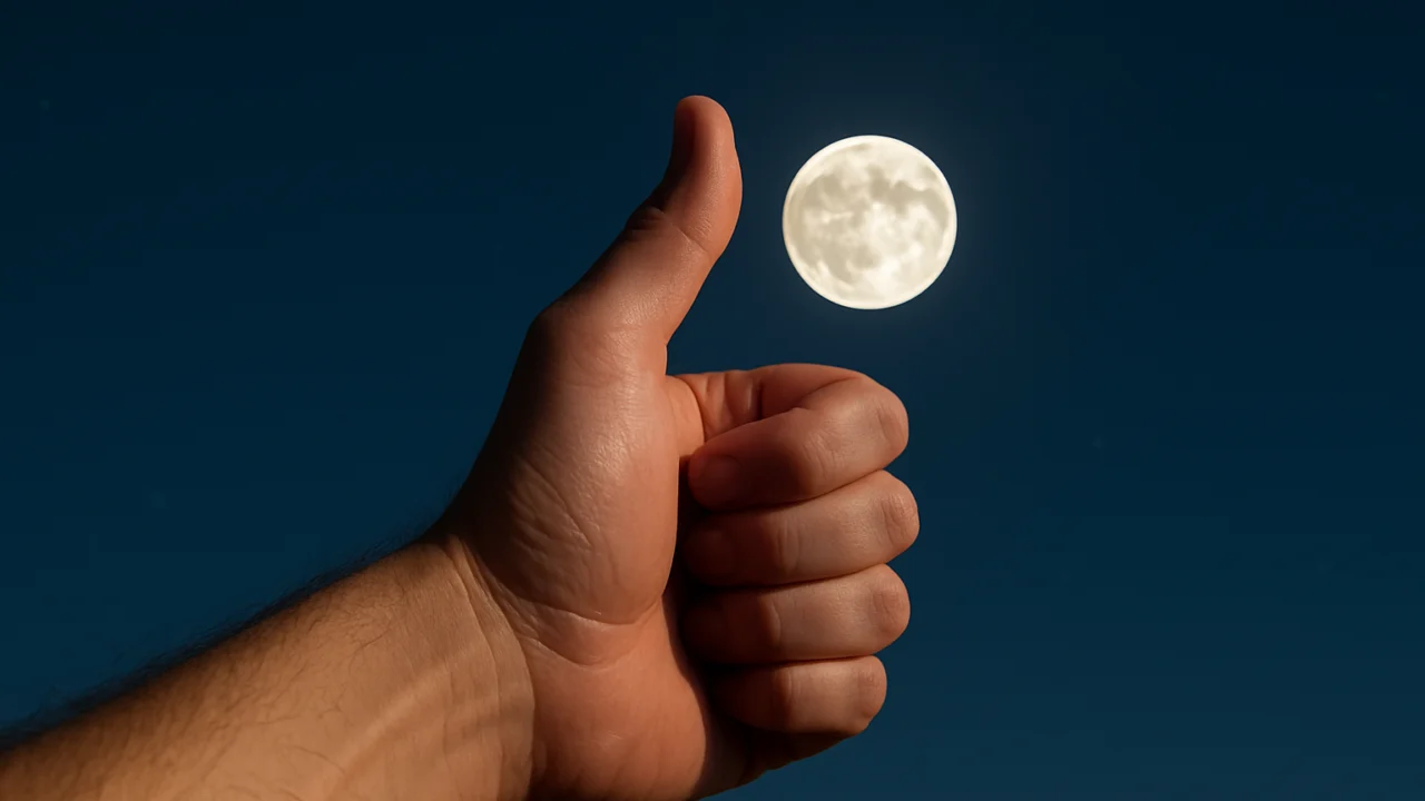 Eksperiment s palcem koji pokazuje stvarnu veličinu Mjeseca