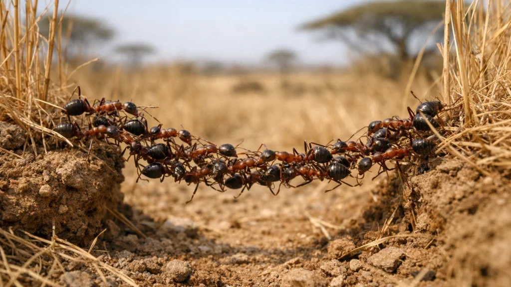 Mravi u savani stvaraju živi most kako bi preživjeli poplavu