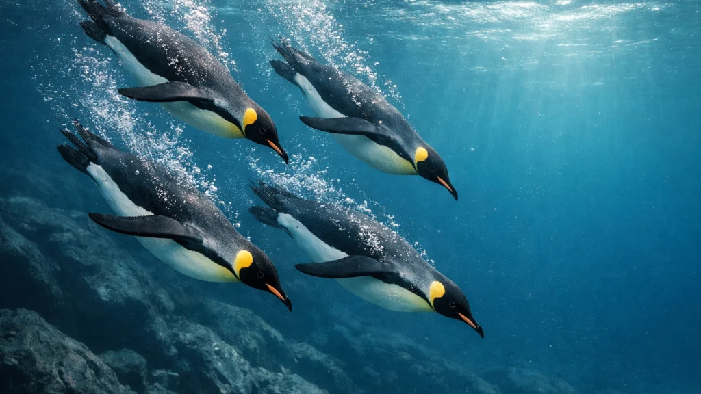 Carski pingvini promatrani tijekom aktivnog plivanja u Antarktici