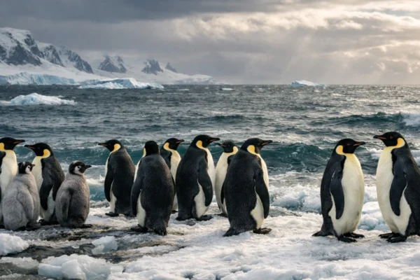 Pingvini na ledenoj obali Antarktike simbol prilagodbe i snage prirode