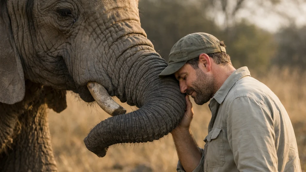 Slonica nakon mnogo godina prepoznaje čovjeka i dodiruje ga surlom
