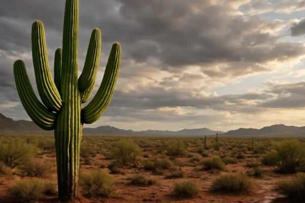 Kaktus u pustinji pun vode nakon kiše, simbol prilagodbe i opstanka
