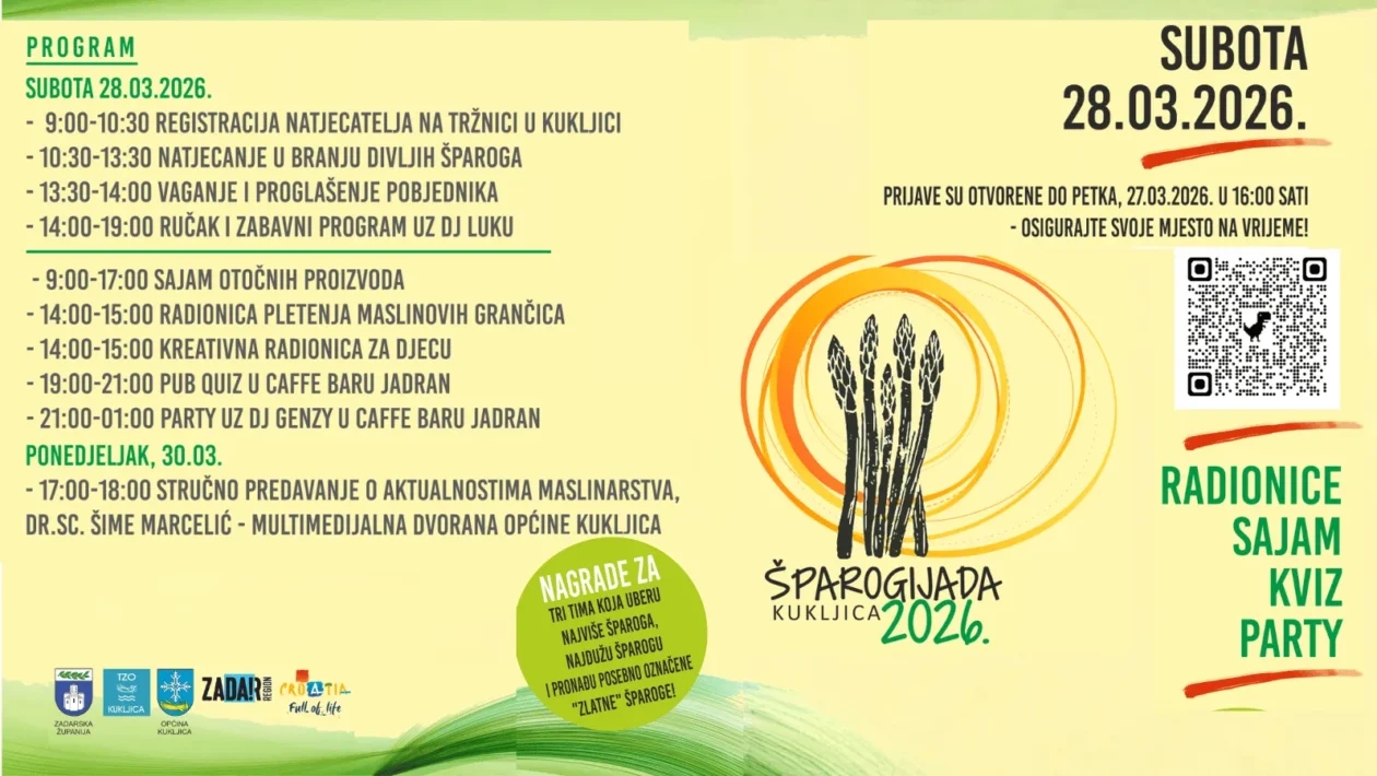 Šparogijada Kukljica 2026 – manifestacija posvećena divljim šparogama na otoku Ugljanu