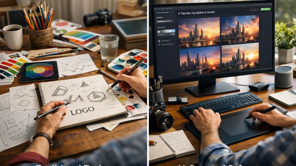 Usporedba AI alata s tradicionalnim kreativnim rješenjima