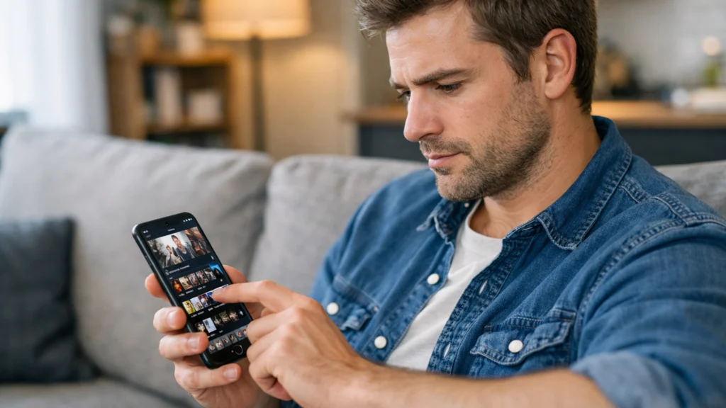 Korisnik koristi digitalnu platformu koja primjenjuje AI preporuke sadržaja