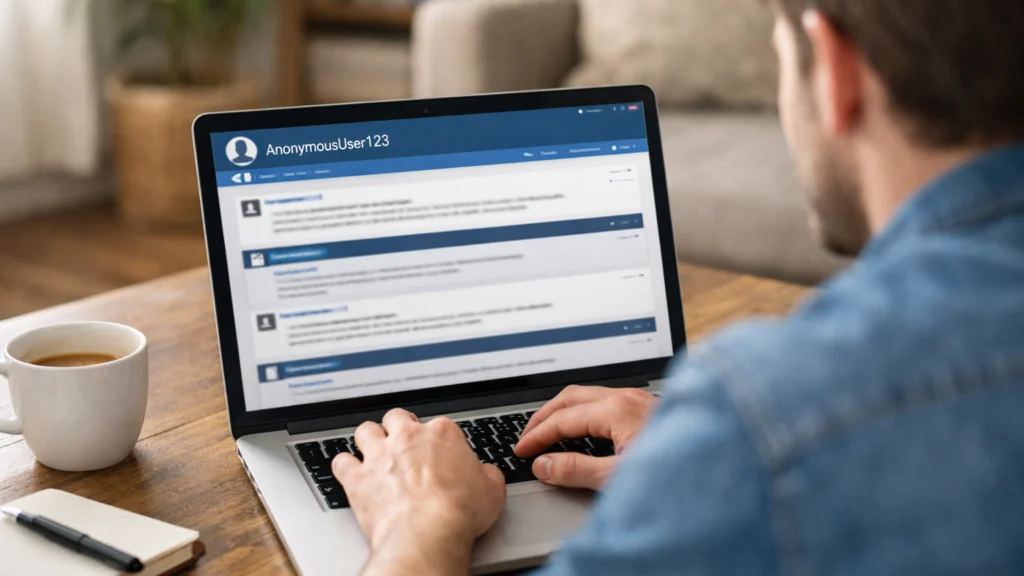 Korisnik sudjeluje u online forumu koristeći anonimni identitet