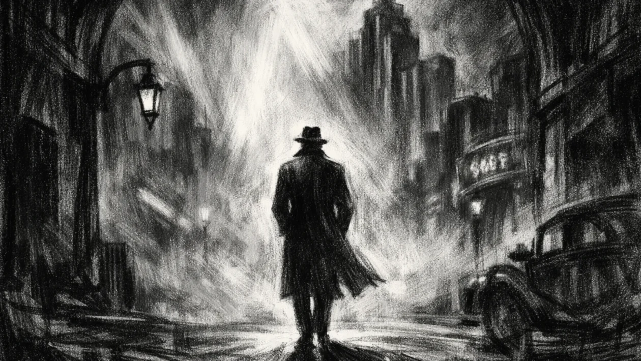 Filmski poster u charcoal film noir stilu