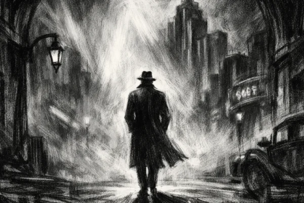 Filmski poster u charcoal film noir stilu