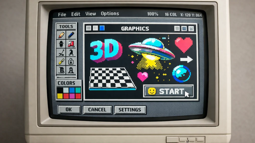 Retro digitalna estetika inspirirana računalima iz 80-ih i 90-ih