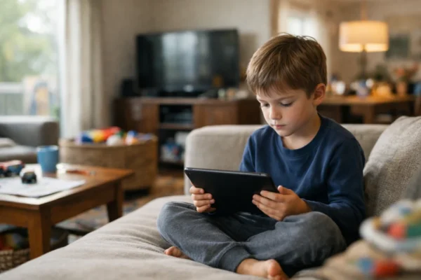 Dijete uronjeno u digitalni sadržaj u obiteljskom okruženju, prikaz digitalnih navika djece