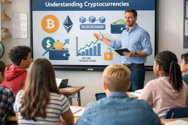 Edukacija o kriptovalutama među srednjoškolcima u učionici