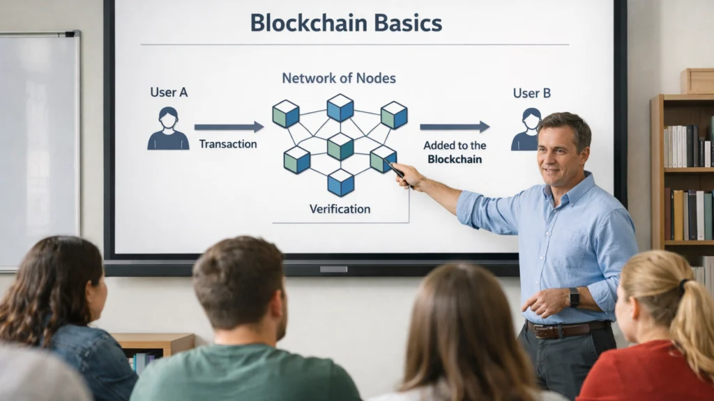 Objašnjenje osnovnih pojmova blockchaina i kriptovaluta učenicima