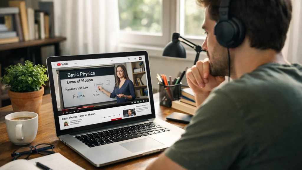 Pojedinac koristi YouTube za samostalno učenje kod kuće