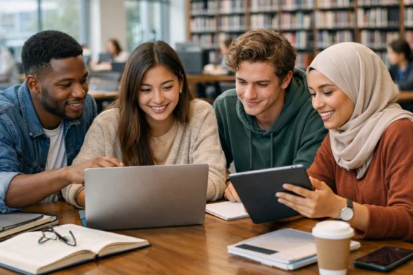 Studenti na sveučilištu u digitalnom okruženju koji pokazuju emocionalnu inteligenciju i suradnju
