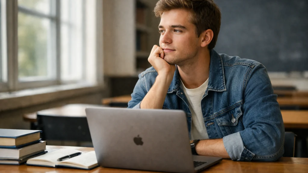 Student razmišlja o vlastitim emocijama tijekom učenja u digitalnom okruženju