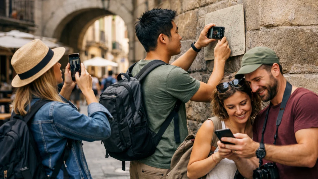 Turisti koriste pametne telefone za interaktivno istraživanje destinacije kroz gamifikaciju