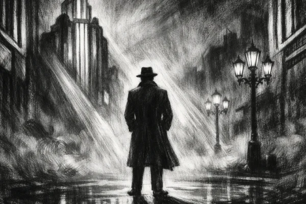 Filmski poster u charcoal film noir stilu