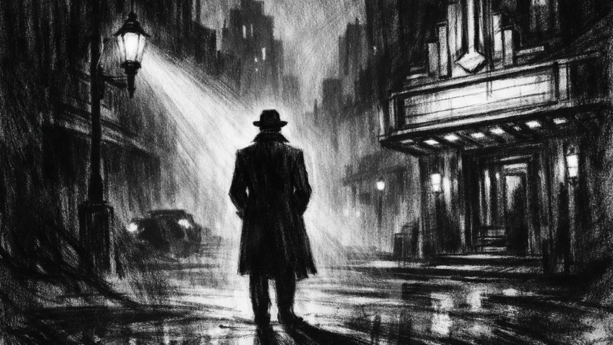 Filmski poster u charcoal film noir stilu