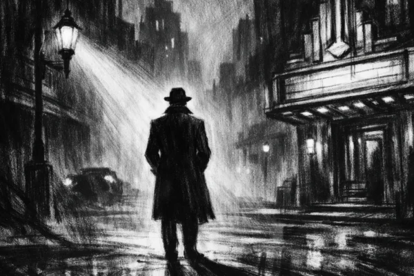 Filmski poster u charcoal film noir stilu