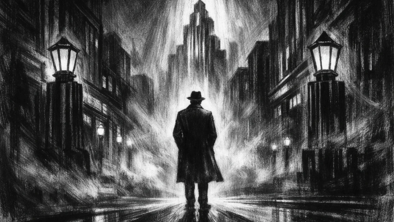 Filmski poster u charcoal film noir stilu