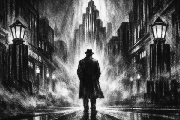 Filmski poster u charcoal film noir stilu