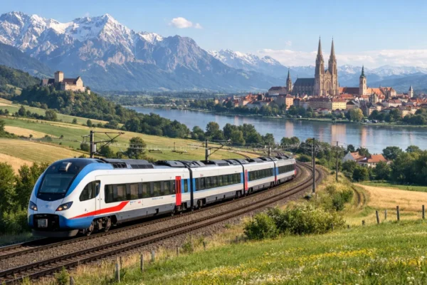 Interrail putovanje vlakom kroz Europu s panoramskim krajolikom