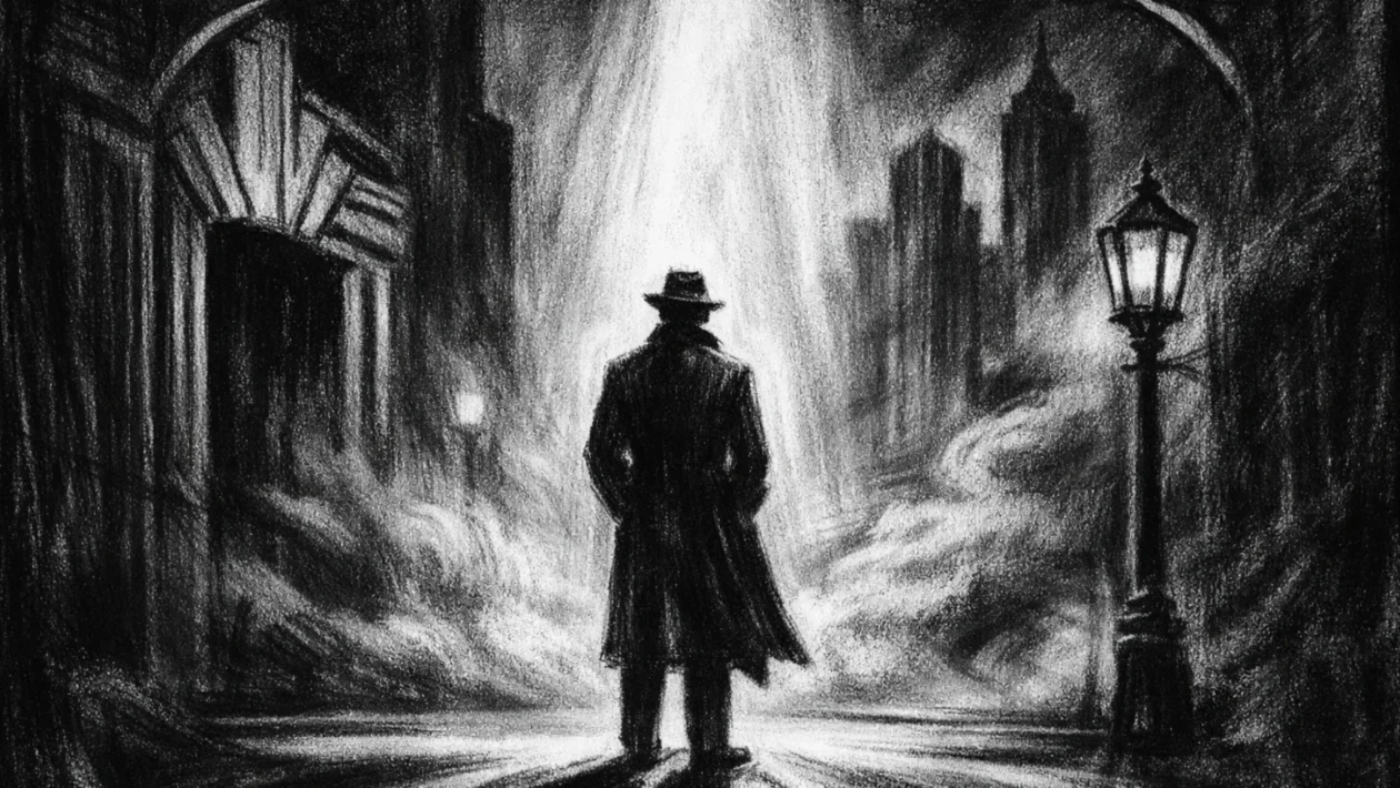 Filmski poster u charcoal film noir stilu