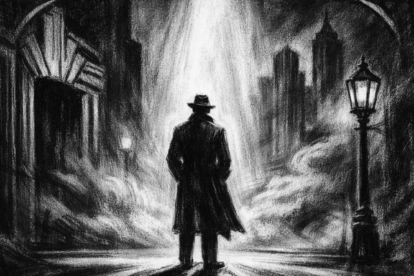 Filmski poster u charcoal film noir stilu