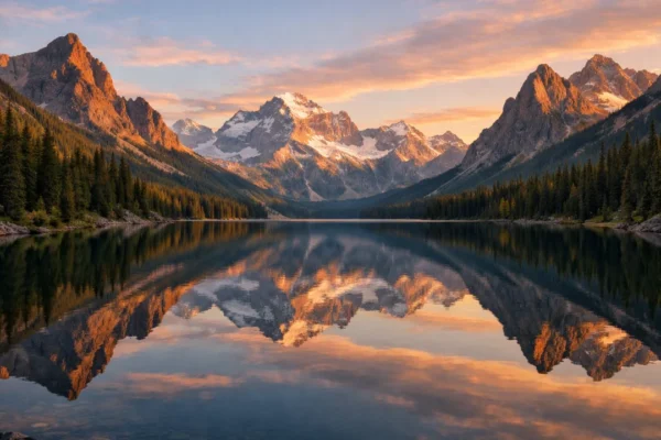 Panoramski pogled na planinsko jezero okruženo prirodnim ljepotama svijeta