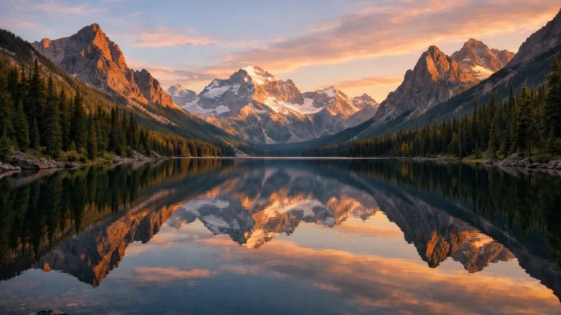 Panoramski pogled na planinsko jezero okruženo prirodnim ljepotama svijeta