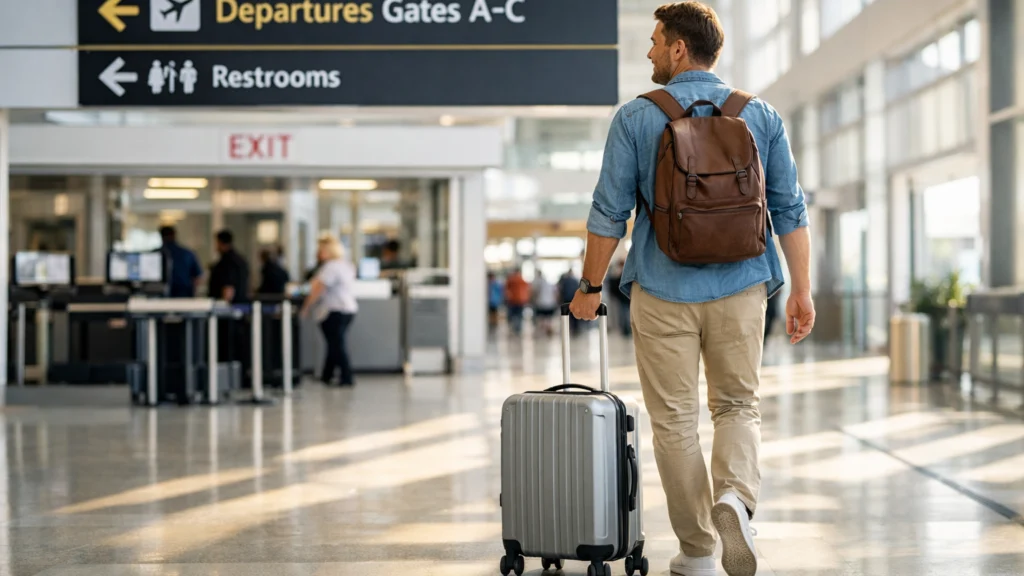 Zadovoljan putnik nakon brzog prolaska aerodromske kontrole