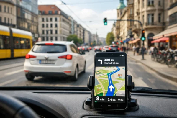 Korištenje navigacijske aplikacije tijekom vožnje kroz gradski promet