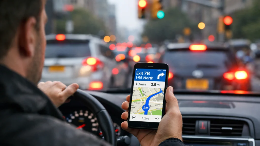 Navigacijska aplikacija u gradskoj vožnji s gustim prometom