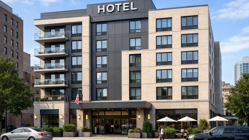 Hotel srednje kategorije s tri ili četiri zvjezdice u gradu