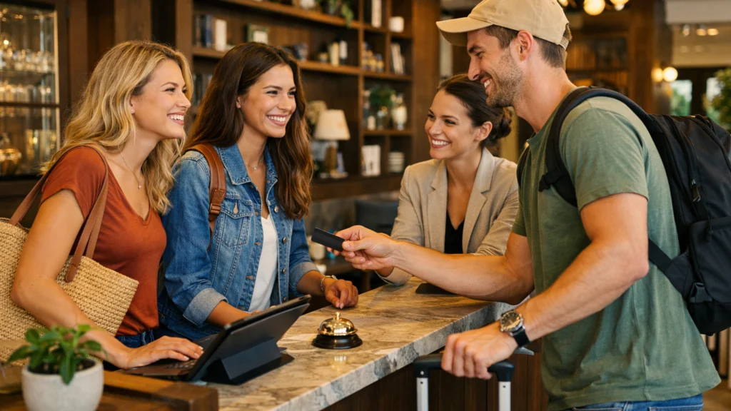 Grupni dolazak prijatelja u hotel prilagođen manjim grupama