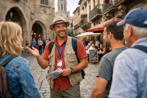 Lokalni vodič vodi grupu turista kroz povijesnu gradsku jezgru